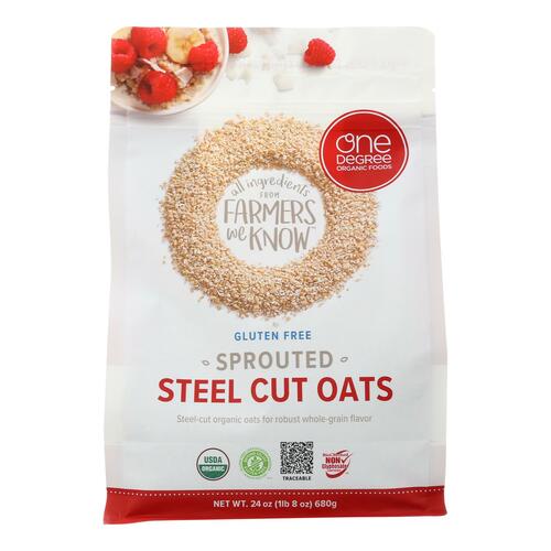  ONE DEGREE ORGANIC FOODS Organic Oats Sprouted Steel Cut 24Oz, 24 OZ  - 675625373077