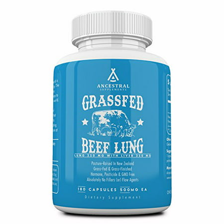 Ancestral Supplements Beef Lung (with Liver) - Supports Lung Respiratory Vascular Circulatory Health (180 Capsules) - 675757264366