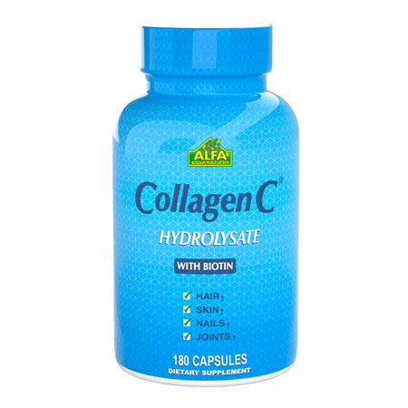 COLLAGENC HYDROLYSATE WITH BIOTIN FOR SKIN HAIR NAILS & JOINTS by ALFA VITAMINS - 180 Capsules - 676194960903