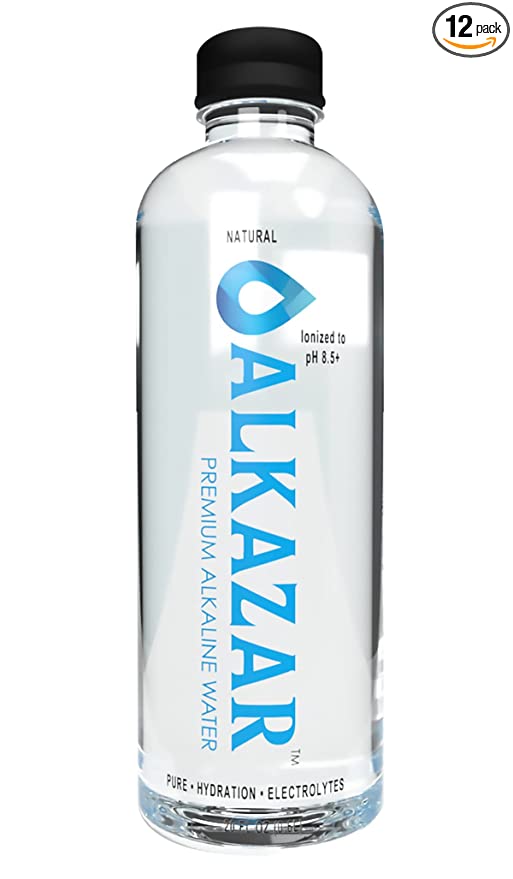  ALKAZAR - Premium Natural Alkaline Water by Alfa Vitamins - Ionized to pH 8.5+ with minerals and electrolytes - Natural & Refreshing - 20 FL OZ Bottle - 12 Pack  - 676194980642