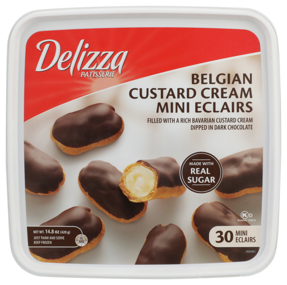Belgian Mini Eclairs Filled With A Rich Bavarian Custard Cream Dipped In Dark Chocolate, Belgian Custard Cream - 676670001069