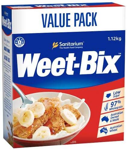 VALUE PACK - Weet-Bix 97% Whole Grain (1.12kg) By Sanitarium Health Food Company Australia. Low in Sugar. - 677355716049