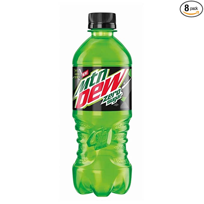  Mountain Dew Zero Sugar 20oz Soda Bottles (Pack of 8, Total of 160 FL OZ)  - 677937814767