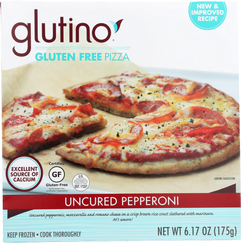 GLUTINO: Gluten Free Uncured Pepperoni Pizza, 6.17 oz - 0678523010792