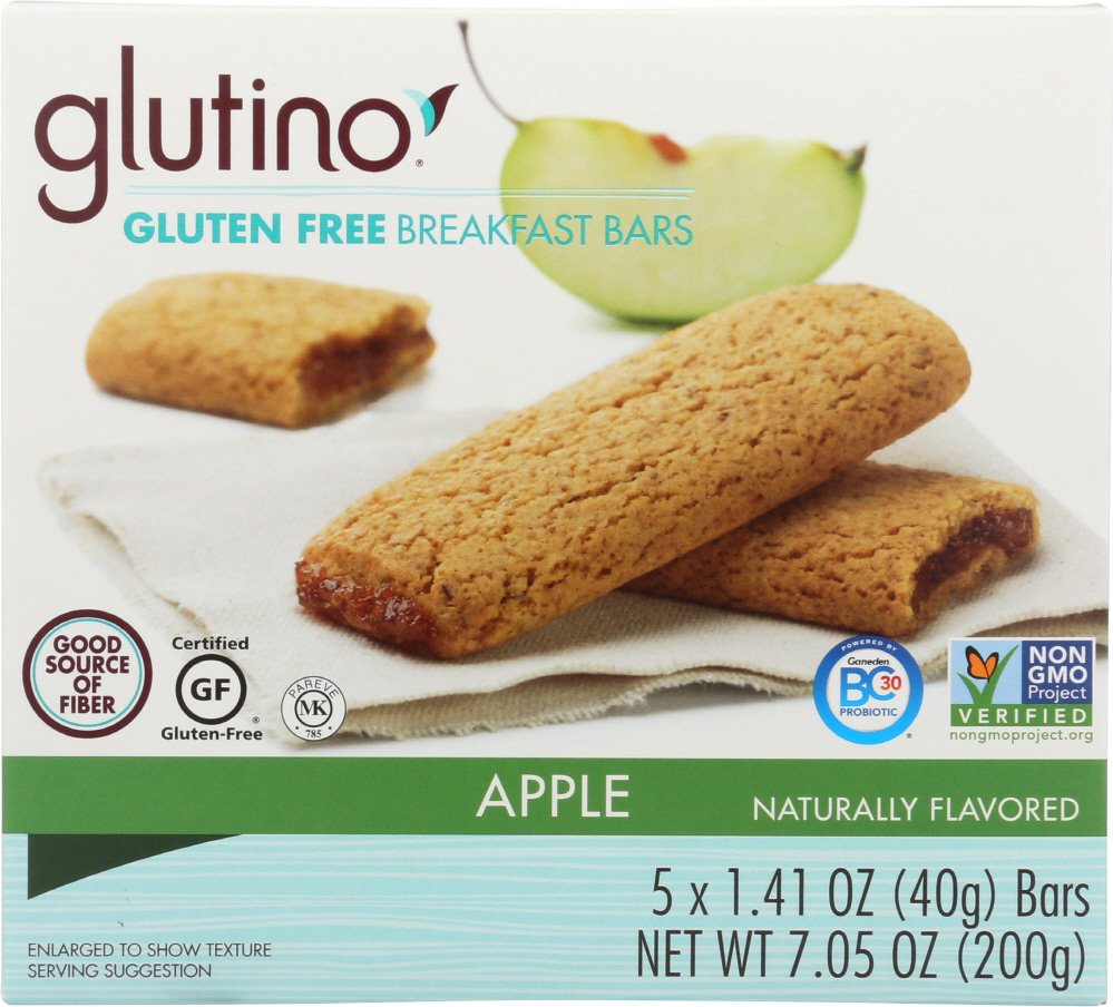 GLUTINO: Apple Cinnamon Oven Baked Bars, 7.05 oz - 0678523030707