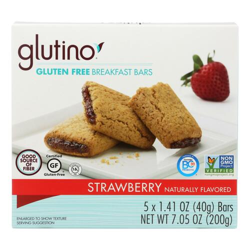 GLUTINO: Gluten Free 5 Breakfast Bars Strawberry, 7.05 oz - 0678523030813