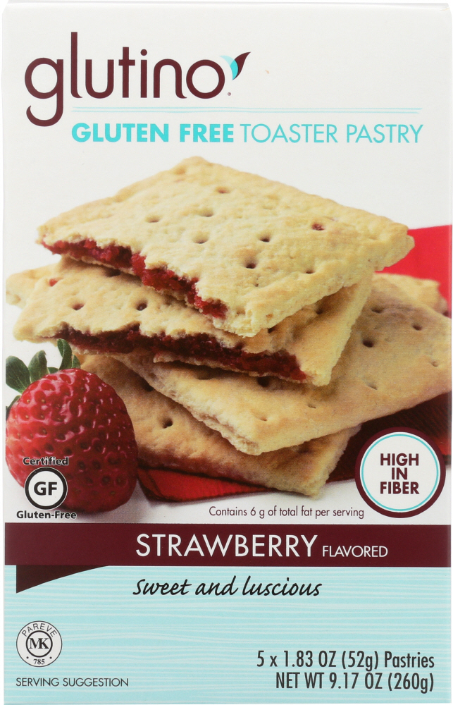 GLUTINO: Gluten Free Strawberry Toaster Pastry 5 Count, 9.2 oz - 0678523043011