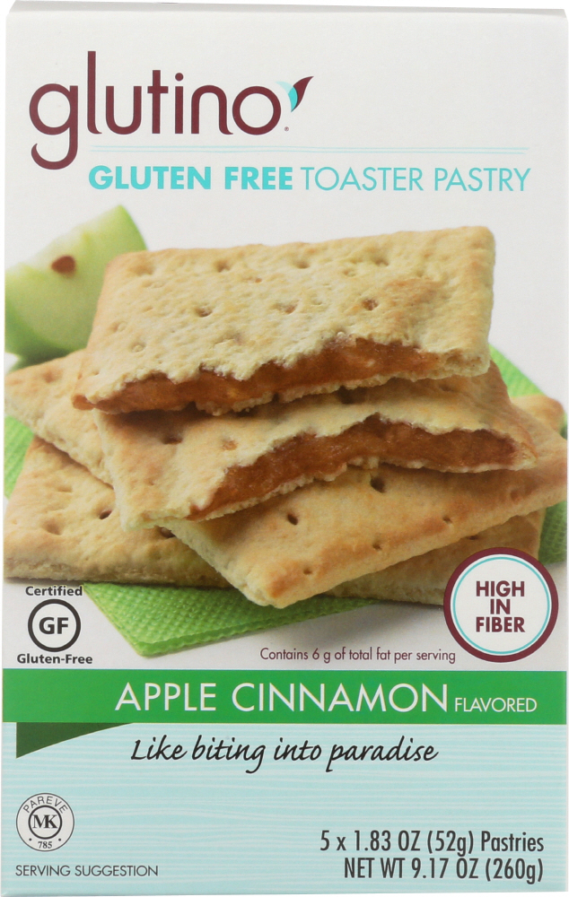 GLUTINO: Gluten Free Apple Cinnamon Toaster Pastry 5 Count, 9.2 oz - 0678523043035