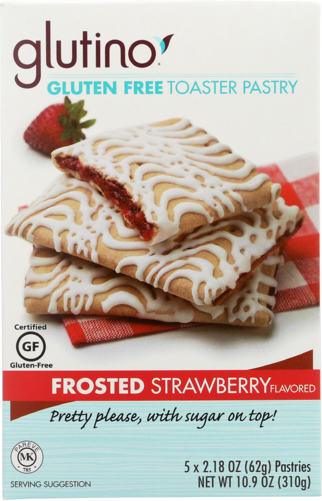 GLUTINO: Gluten Free Toaster Pastry Frosted Strawberry, 10.9 oz - 0678523043059