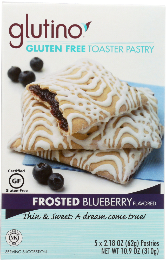 GLUTINO: Gluten Free Toaster Pastry Frosted Blueberry, 10.9 oz - 0678523043073