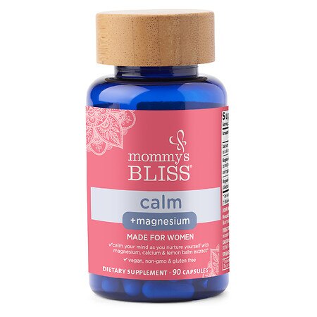 Mommy's Bliss Calm + Magnesium Supplement, Made for Women, Support Magnesium & Calcium Levels, Supporting Relaxation with Lemon Balm Extracts, Non GMO, Vegan & Gluten Free, 90 Capsules (45 Day Supply) (B08BMH2NF8) - 679234106255