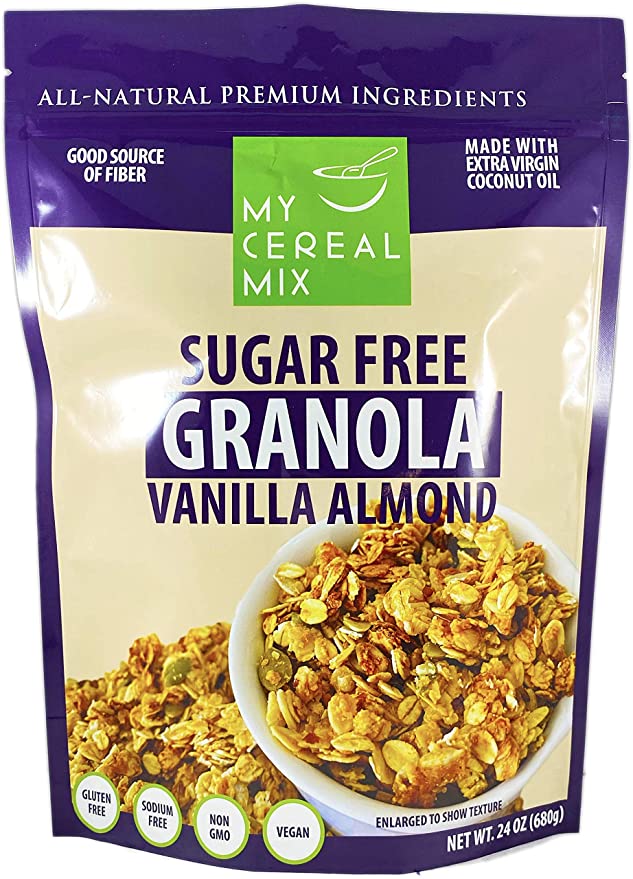 Sugar Free Granola - Vanilla Almond (Non-GMO, Gluten Free, Soy Free, Sodium Free, No Sugar Alcohols, All Natural Ingredients, Vegan) - 680167776293