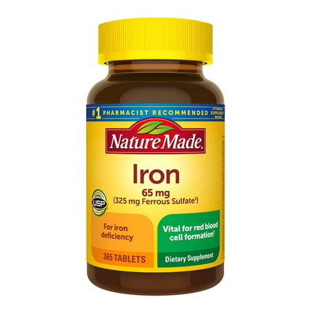 Nature Made Iron 65 mg. 365 Tablets (PACK OF 2) - 680175984550