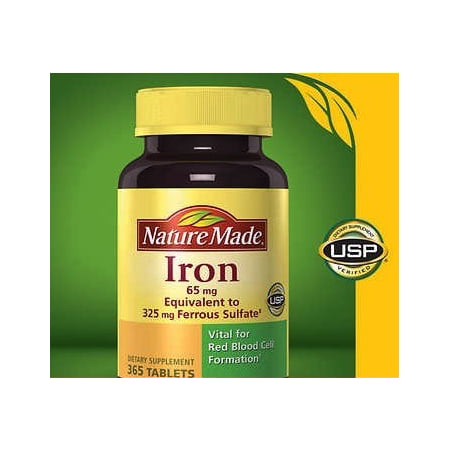 Nature Made Iron 65 mg. 365 Tablets - 680175985328