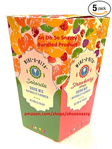 WINE-A-RITA Mix It Up Drink Mix - 5 Flavor Variety Packets (Peach Bellini, Blueberry Pomegranate, Pina Colada, Senorita, & Strawberry Mango) - 680196656306