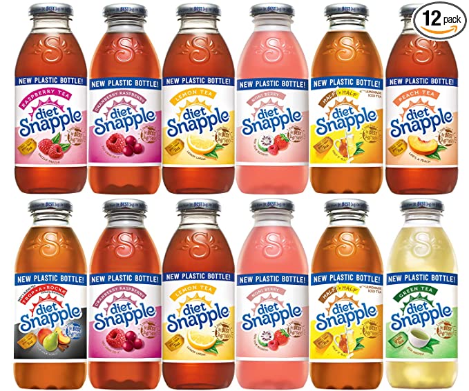 Diet Snapple Variety Pack, 16 fl oz (12 Plastic Bottles) - 680201879317