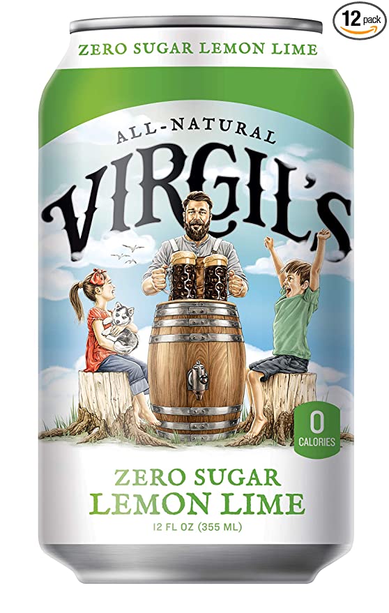  Virgil’s, Zero Sugar Lemon Lime, Great Tasting Zero Calorie Keto Friendly Soda (12- 12oz cans)  - 680332581899