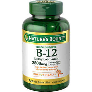 Nature s Bounty Methylcobalamin Vitamin B-12 2500 mcg 300 Quick Dissolve Tablets - 680334818580