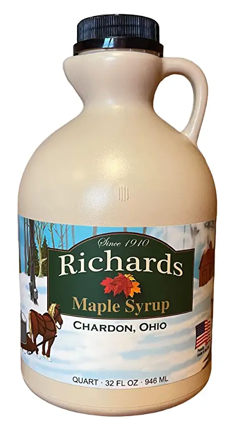 Richards Maple Products 100% Pure Geauga County Maple Syrup, Grade A, Amber Color - Quart (32 Fl. Oz.) - 680599306174