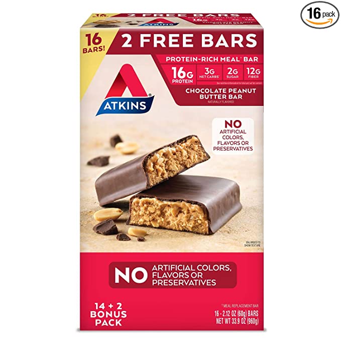  Atkins ProteinRich Meal Bar, Chocolate Peanut Butter, 16 Count  - 680642209988