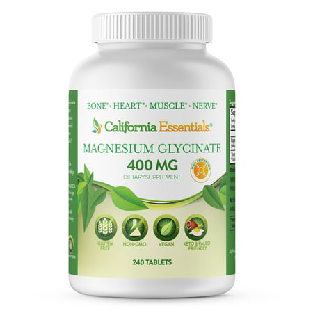 California Essentials Magnesium Glycinate 400 mg Dietary Supplements Vegan (240 Tablets) - 680665970568