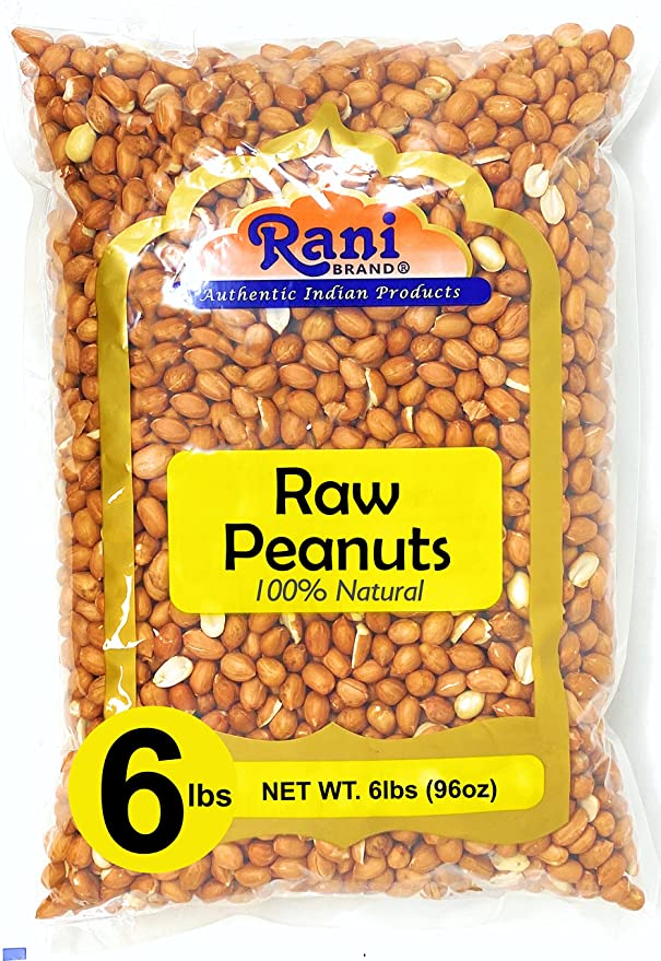  Rani Peanuts, Raw Whole With Skin (uncooked, unsalted) 96oz (6lbs) 2.72kg Bulk ~ All Natural | Vegan | Gluten Friendly | Fresh Product of USA ~ Spanish Grade Groundnut / Red-skin  - 680901052232