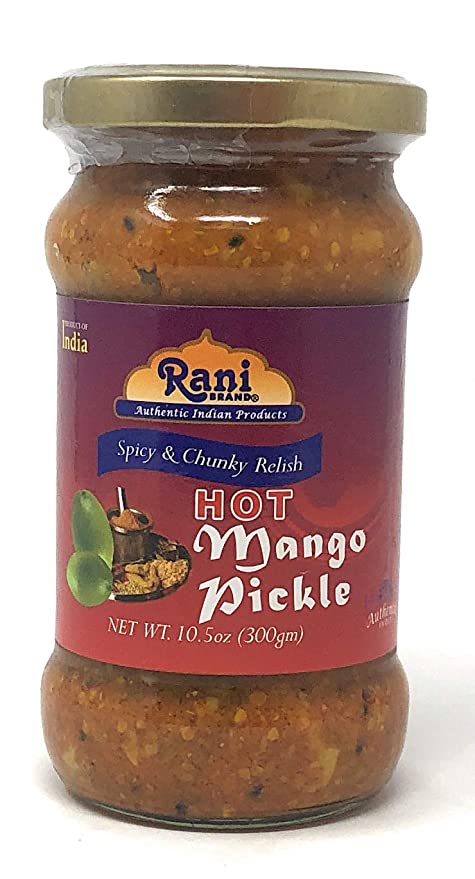 Rani Mango Pickle HOT (Achar, Spicy Indian Relish) 10.5oz (300g) Glass Jar ~ Vegan | Gluten Free | NON-GMO | No Colors | Popular Indian Condiment, Indian Origin  - 680901160005
