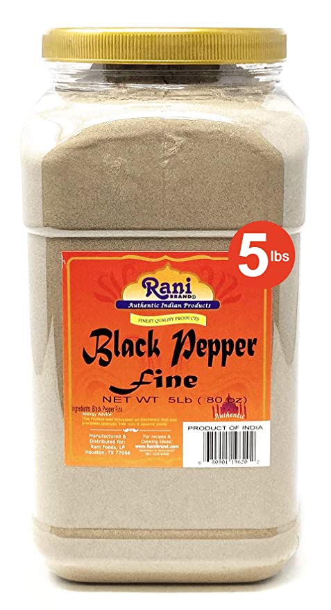 Rani Black Pepper Fine Powder 80 Mesh, Premium Indian 80oz (5lbs) 2.27kg Bulk PET Jar ~ All Natural | Vegan | Gluten Friendly | NON-GMO | Indian Origin - 680901196202