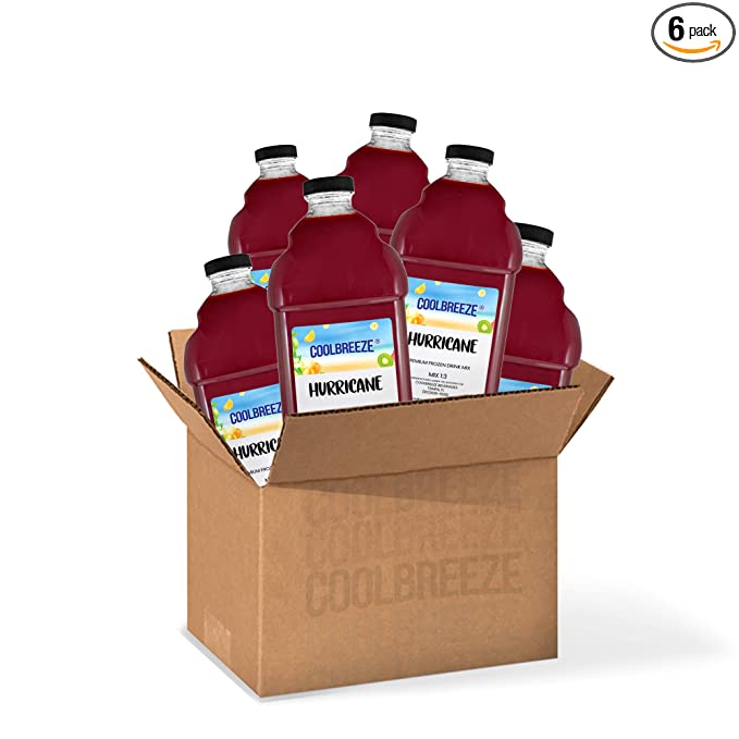 Coolbreeze Beverages Ready to Use Premium Frozen Slush Drink Mix - Hurricane - One Case (Six 1/2 Gal Bottles) - 682858372067