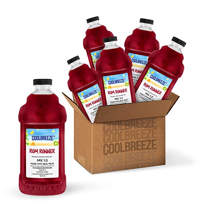  Coolbreeze Beverages Ready to Use Premium Frozen Drink Mix For Commercial Beverage Machine or Home Blender - Rum Runner - One Case (Six 1/2 Gal Bottles)  - 682858372142