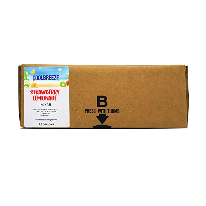 Coolbreeze Beverages Premium Flavor Syrup Concentrate - 2.5 Gallon BIB Bag in Box - Strawberry Lemonade - 682858372210