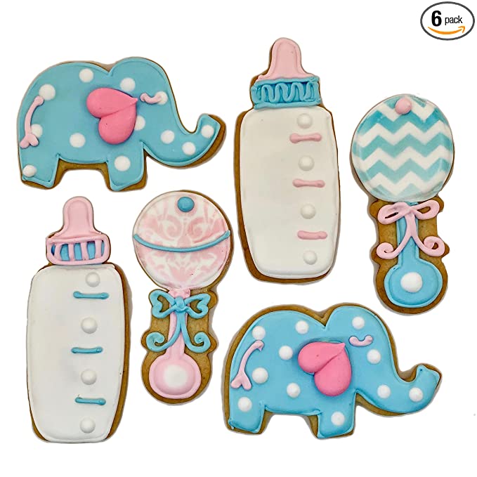 Elephant Baby Shower Cookies- Decorated Shortbread Cookies Individually Wrapped With Bow by BakersDozenToGo (6) - 684079839886