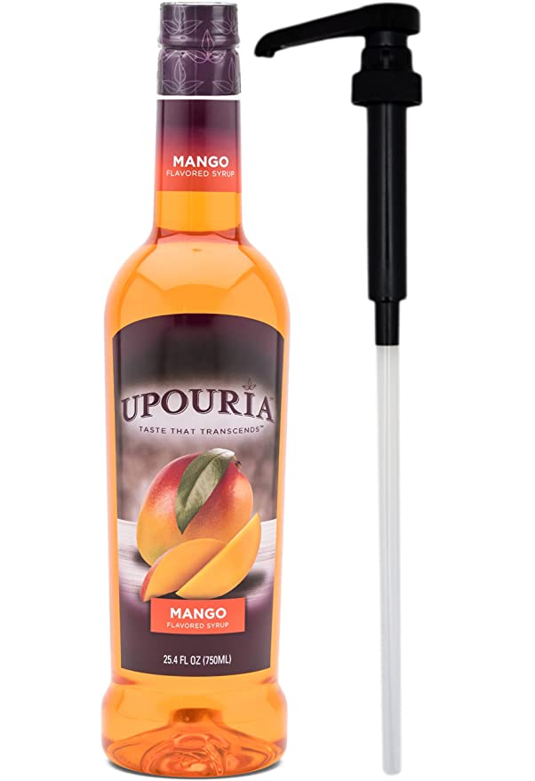  Upouria Mango Flavored Syrup, 100% Vegan and Gluten-Free, 750 ml bottle - Pump Included  - 684191140396