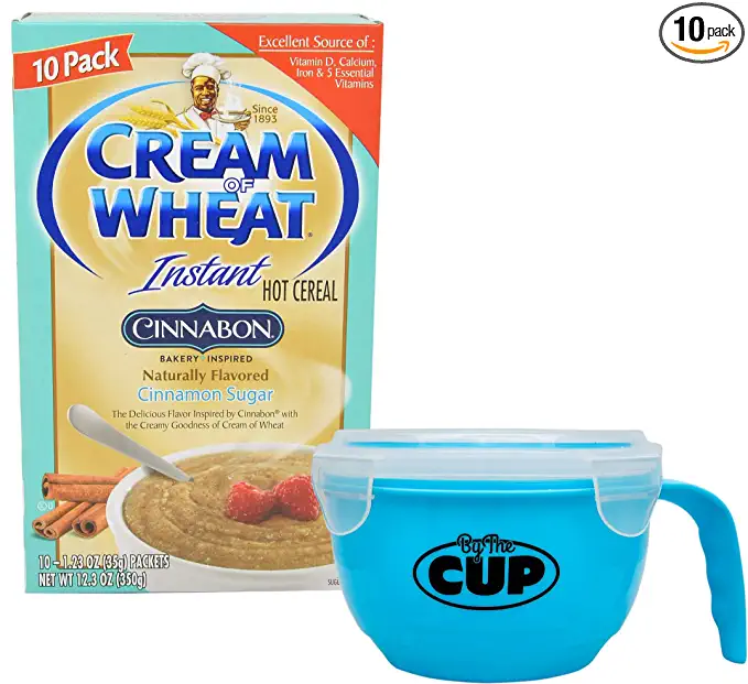 Cream of Wheat Cinnabon Instant Hot Cereal Packets, 10 - 1.23 Ounce Single Serving Packets with By The Cup Cereal Bowl - 684191144363