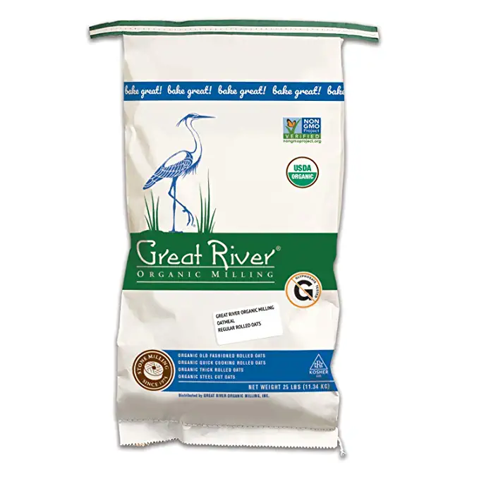  Great River Organic Milling, Oatmeal, Regular Rolled Oats, Organic, 25-Pounds (Pack of 1)  - 684765600257