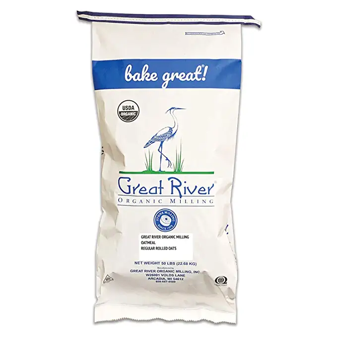 Great River Organic Milling, Oatmeal, Regular Rolled Oats, Organic, 50-Pounds (Pack of 1) - 684765600509