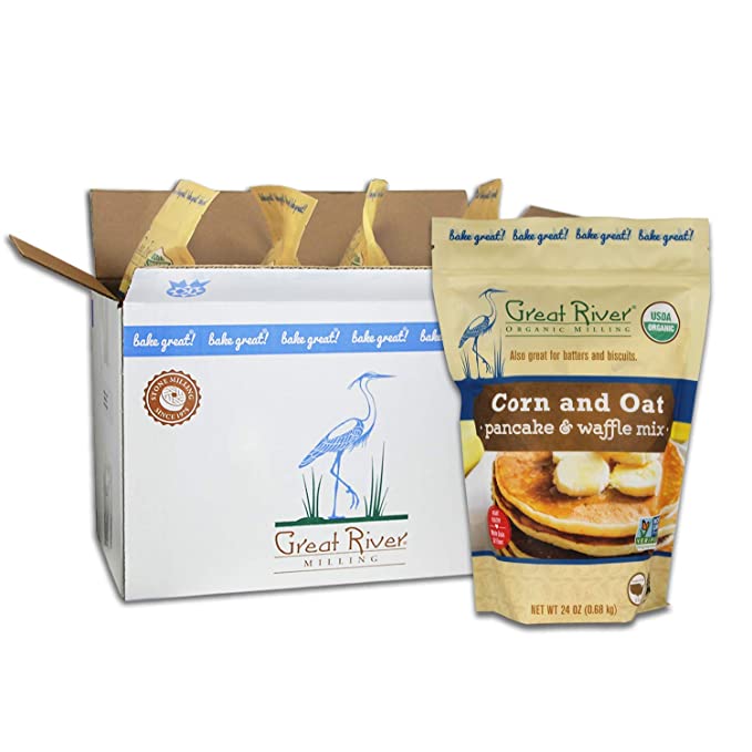  Great River Organic Milling, Pancake & Waffle Mix, Corn & Oat, Organic, 24 Oz (Pack Of 4)  - 684765814159