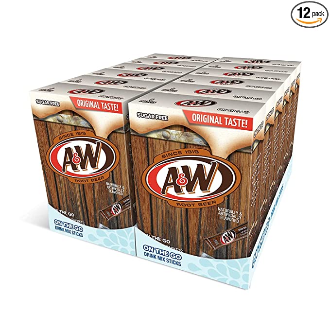  A&W Root Beer Singles To Go! Drink Mix, 6-0.53 oz Packets (Pack of 12, Total of 72 Packets)  - 685987074758
