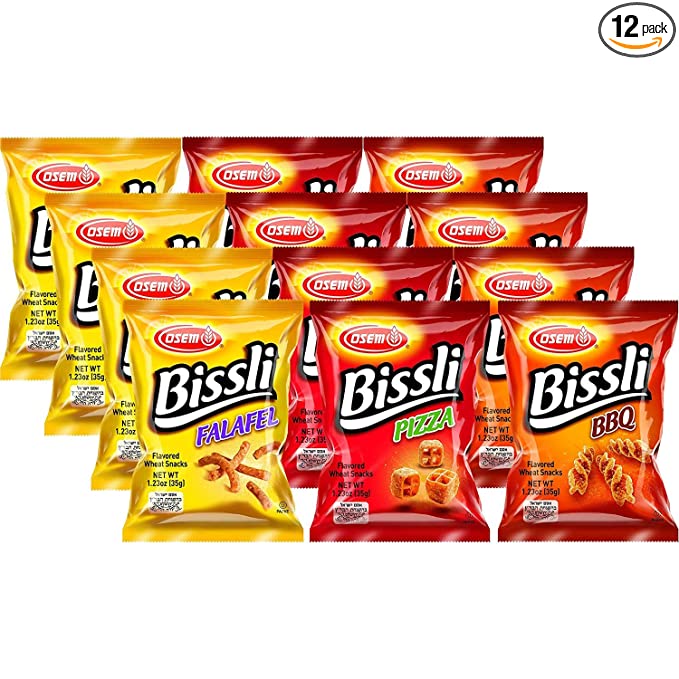  Osem Bissli Variety Pack Special! Falafel, Pizza, BBQ, 1.23 Ounce (4 x 3 Flavors, Total of 12 Bags) - 685987075656