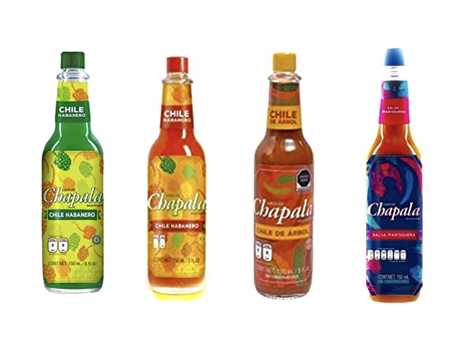  Lago de Chapala Hot Sauce , Habanero Pepper and Chile de Arbol Pepper (Tasting pack, 4 Pack)  - 686175645576