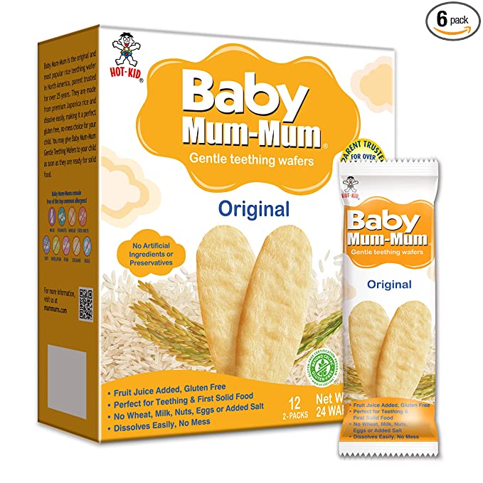  Baby Mum-Mum Rice Rusks, Original, 24 Pieces (Pack of 6) Gluten Free, Allergen Free, Non-GMO, Rice Teether Cookie for Teething Infants  - 686352801788