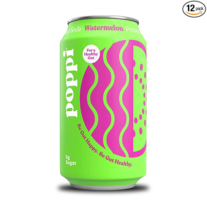  POPPI Sparkling Prebiotic Watermelon Soda w/ Gut Health & Immunity Benefits, Beverages made with Apple Cider Vinegar, Seltzer Water & Fruit Juice, Low Calorie & Low Sugar Drinks, 12oz (12 Pack)  - 686603351666
