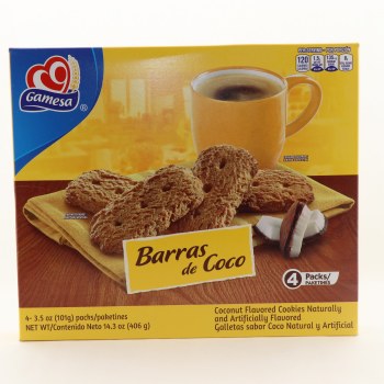 Gamesa Barra De Coco Coconut Cookies 14.3 Ounce Paper Box - 0686700101300