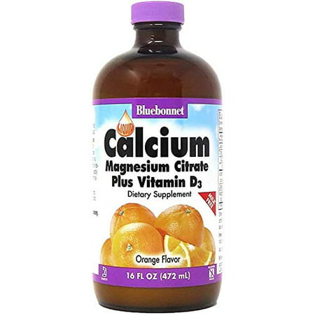 Bluebonnet Nutrition Liquid Calcium Citrate Calcium Citrate, Magnesium Citrate, Vitamin D3, Bone Health, Gluten Free, Soy Free, Milk Free, Kosher, 32 Servings, Orange Flavor, 16 Fl Oz (Pack of 3) - 687408969513