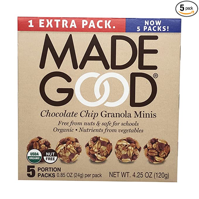  MADEGOOD Organic Chocolate Chip Granola Minis, 0.85 Ounce (Pack of 5)  - 687456223551