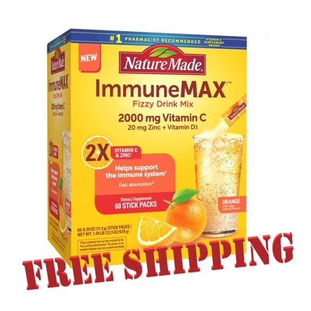 Nature Made ImmuneMAX Fizzy Drink Mix with Vitamin C Vitamin D and Zinc Supplement for Immune Support (60 ct.) - 687700953203