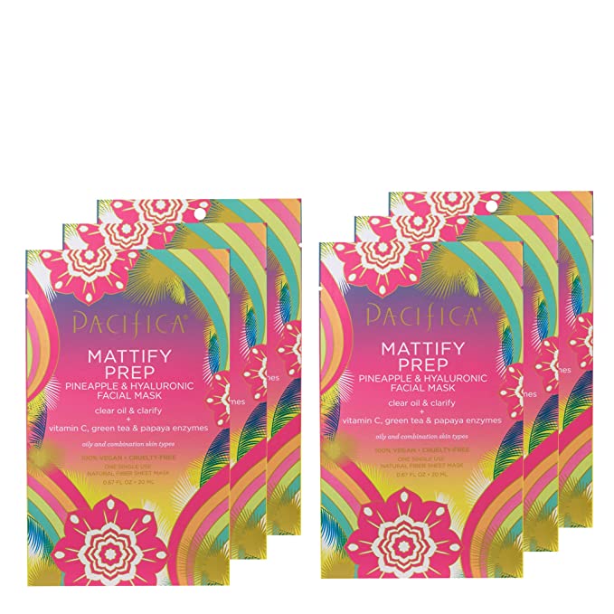  Pacifica Beauty Mattify Prep Pineapple & Hyaluronic Facial Mask, 6 Count  - 687735130662