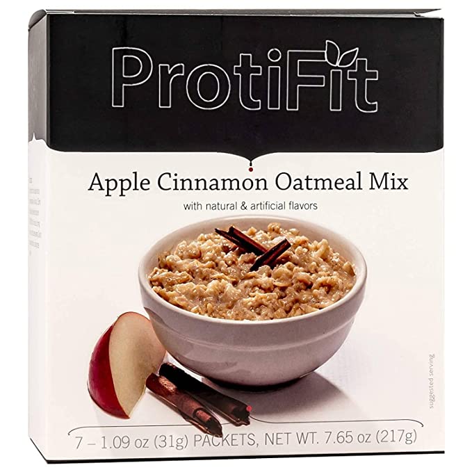  PROTIFIT - High Protein Oatmeal Mix, 15g Protein, Low Calorie, Low Fat, Low Sugar, Low Carb, Ideal Protein Compatible, 7 Servings Per Box (Apple Cinnamon) - 687747798416