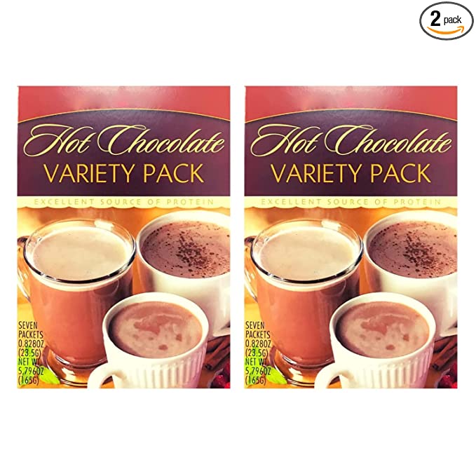 HealthyWise - High Protein Hot Cocoa Variety 2 Pack - Instant Low Carb, Low Calorie Hot Chocolate Mix with 15g Protein, 7 Servings Per Pack, (2 Pack) - 687747800768