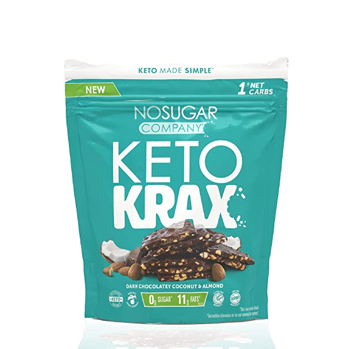  No Sugar Keto Krax, Dark Chocolate Almond and Coconut, Low Carb Snacks, Keto Food, Sugar Free Treats, Gluten Free, All Natural, Low Carbs, Healthy Snack Foods, Diabetic Friendly Ketogenic Products (17.28 ounces)  - 687910001206